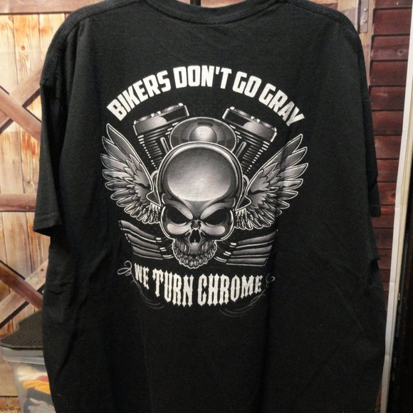Gildan Other - Biker Skulls~Bikers don't turn gray.... Back side only T~NWOT~Retirement